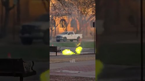Green flames bursting out of manhole at Texas Tech about one year ago. Any idea what caused it?