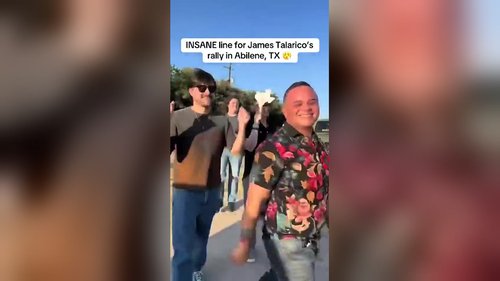 INSANE line for James Talarico's rally in Abilene, TX